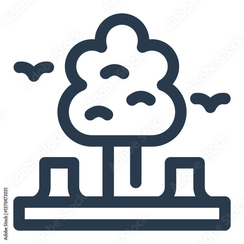 Tree Stump Icon Representing Deforestation and Logging