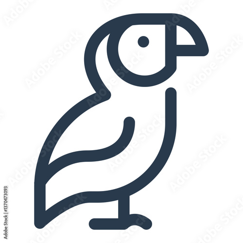 Kakapo Bird Icon in Minimal Line Style