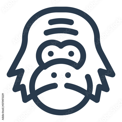 Orangutan Head with Distinctive Brow and Nose Crease