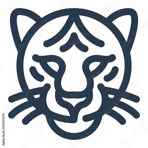 Snow Leopard Face with Whiskers and Forehead Markings