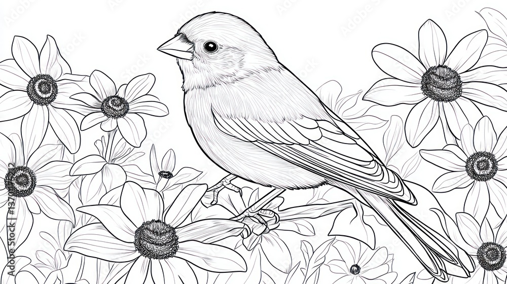 Fototapeta premium Bird perched on flower