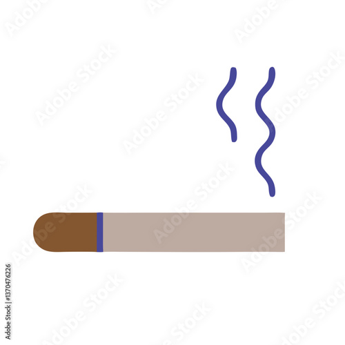 Cigarette with smoke on a white background  