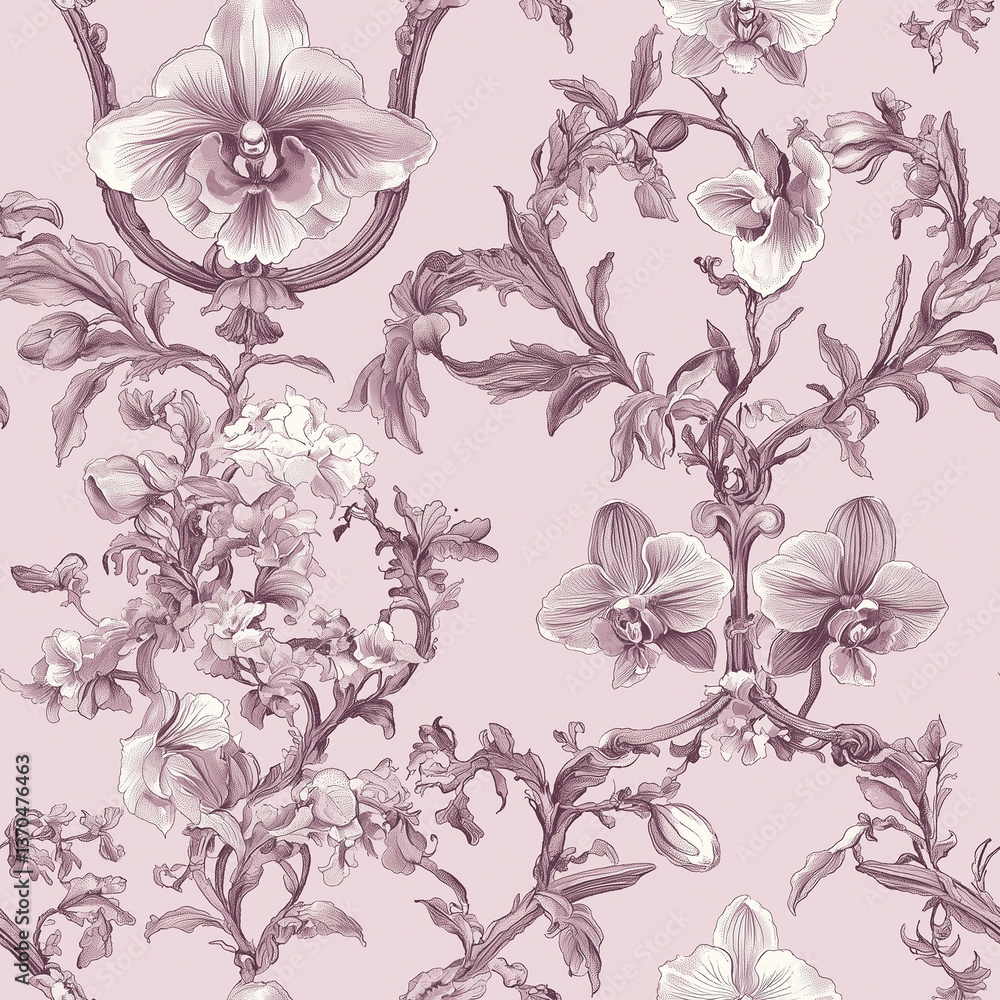 custom made wallpaper toronto digitalElegant toile de jouy patterned wallpaper design floral motif seamless decor for living space chic home environment aesthetic viewpoint