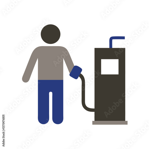 Person using a gas pump at a fuel station  