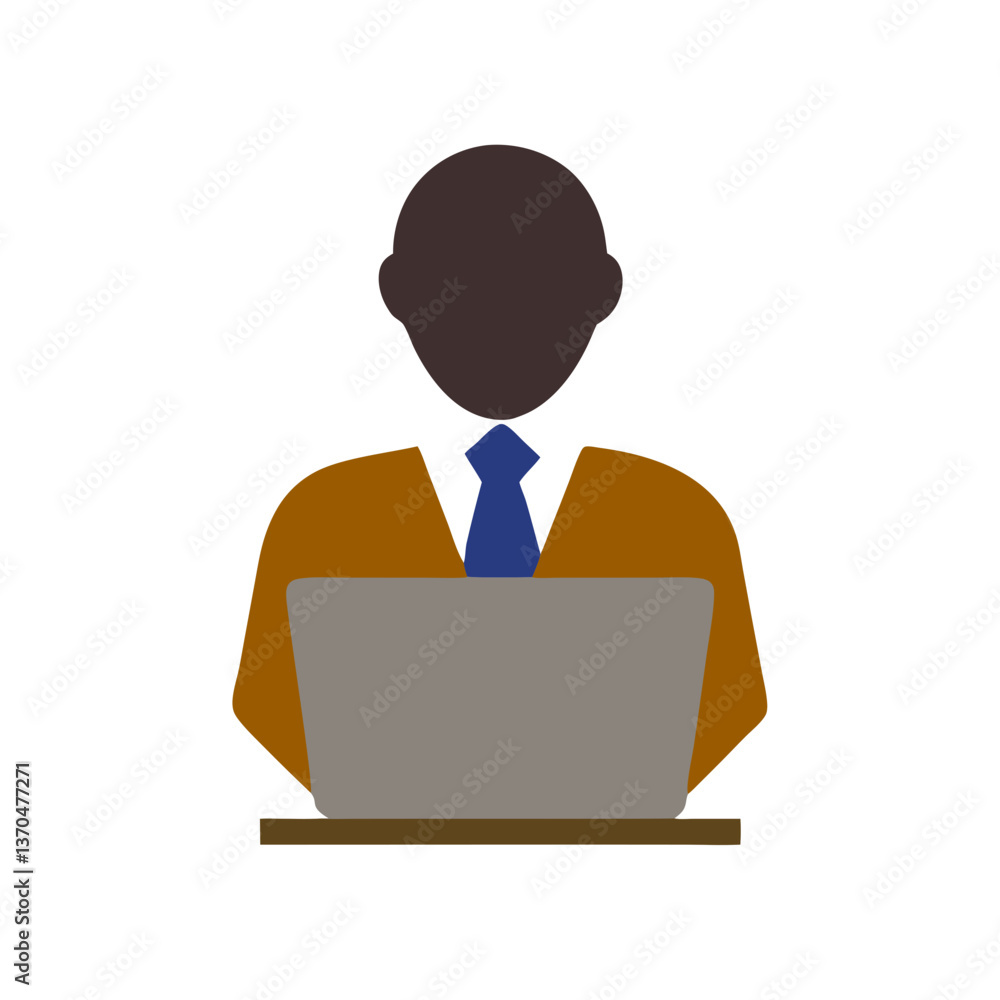 Professional man working on laptop in a minimalistic style Professional man working on laptop in a minimalistic style