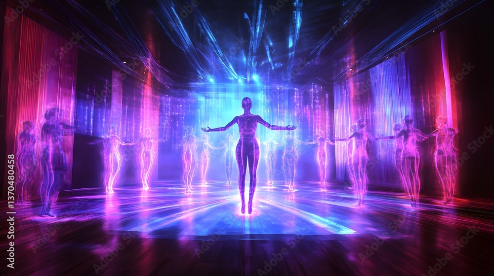 Obraz premium Radiant Woman Centered in a Spiritual Gathering