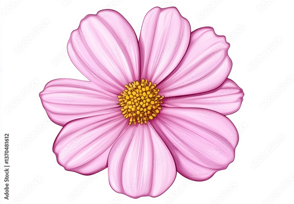 Closeup Of Light Purple Cosmos Flower With Detailed Petals Closeup Of Light Purple Cosmos Flower With Detailed Petals