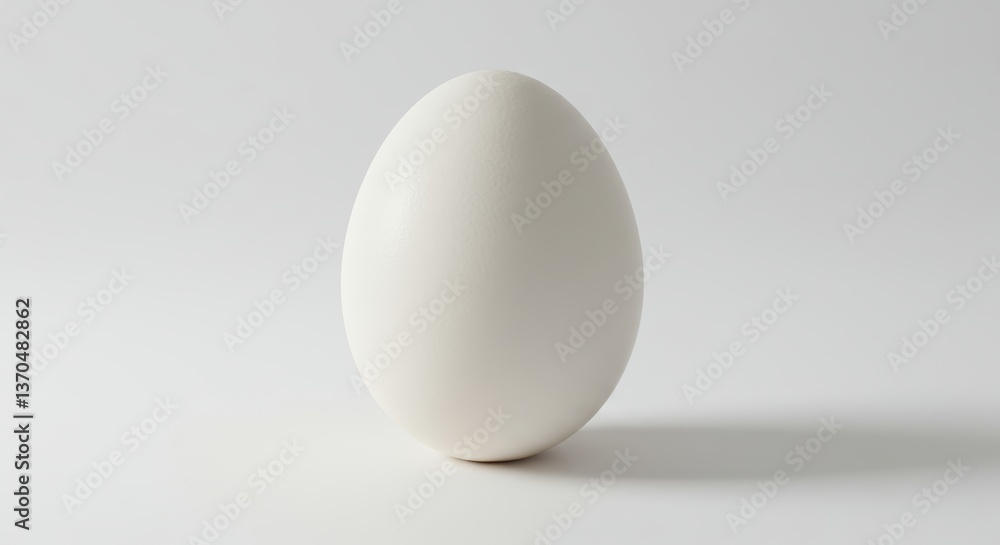 Minimalist still life of a single boiled egg against a clean, white backdrop Minimalist still life of a single boiled egg against a clean, white backdrop