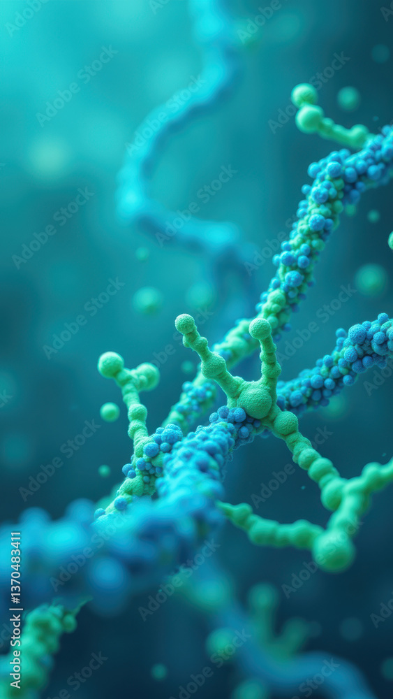 Fototapeta premium High-resolution image of Nicotinamide Adenine Dinucleotide (NAD+) with a focus on its structure and molecular bonds.