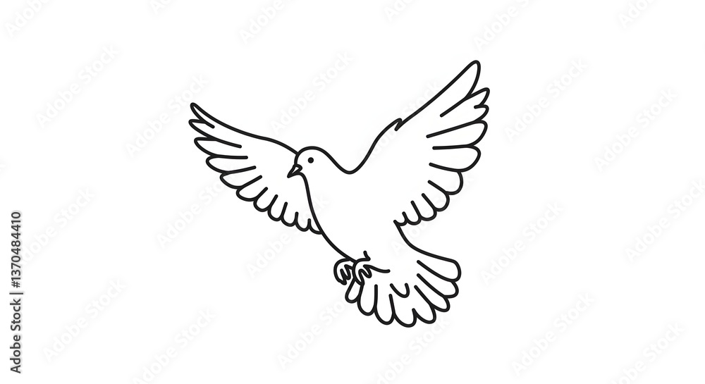 Fototapeta premium Minimalist black and white dove line drawing