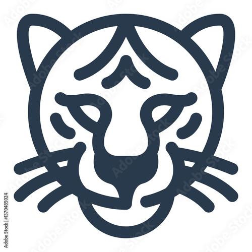 Snow Leopard Face with Whiskers and Forehead Markings