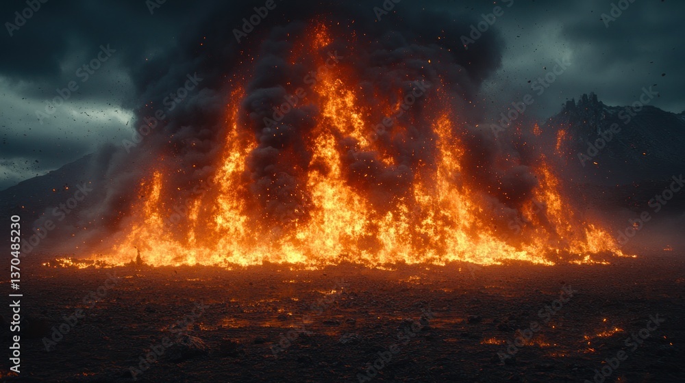 Massive inferno engulfs desolate landscape Massive inferno engulfs desolate landscape