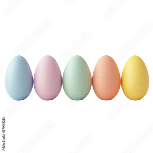 3d pastel easter egg set with minimal design, easter illustration on transparent png background