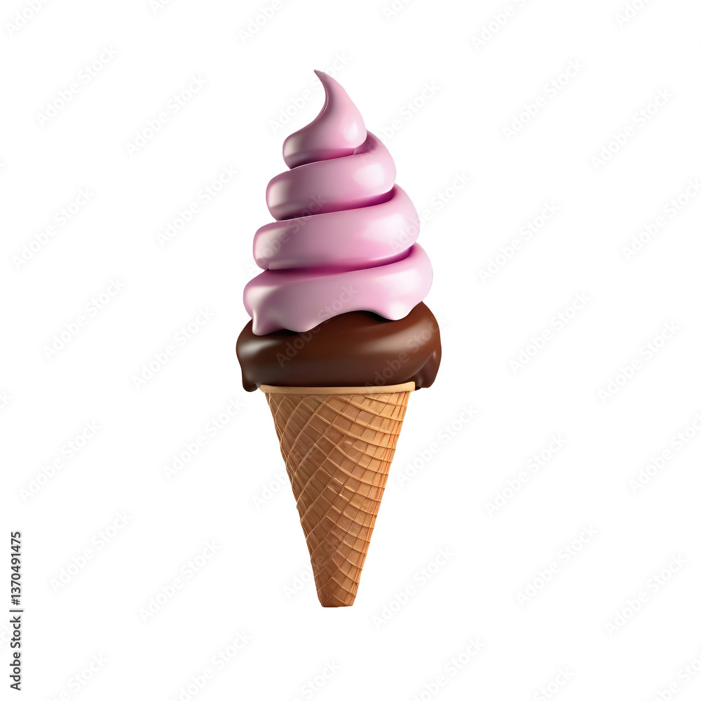 Ice cream cone cartoon,3d render isolated on transparent white background png Ice cream cone cartoon,3d render isolated on transparent white background png