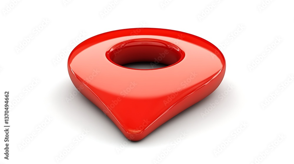 3D red glossy map pin location marker.
