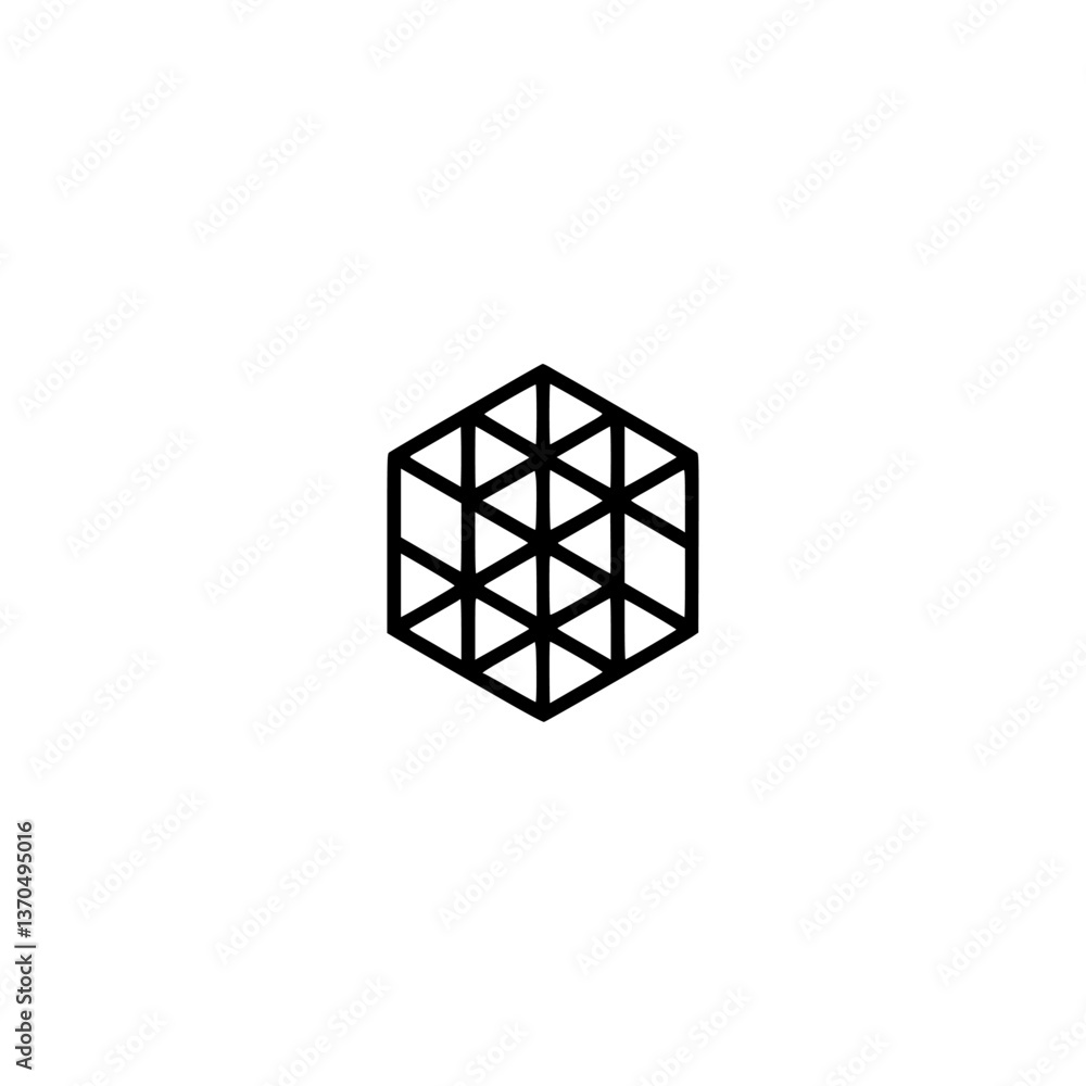 Abstract 3D Cube Logo, Minimalist Geometric Design on White