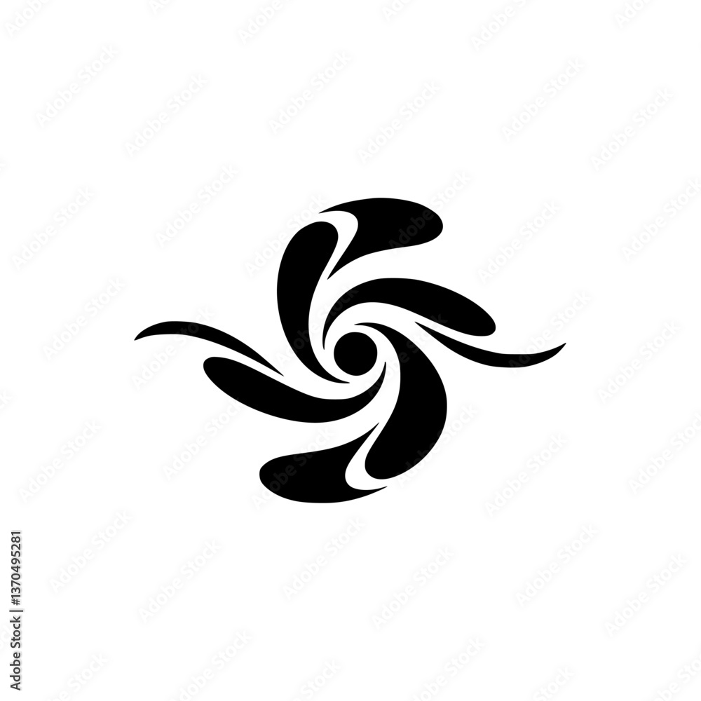 Abstract Black Swirl Design on White Background, Modern Logo Element Abstract Black Swirl Design on White Background, Modern Logo Element