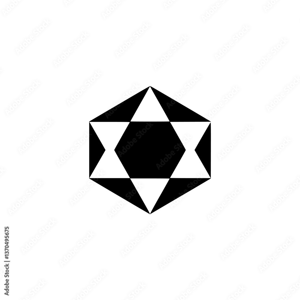 Minimalist Geometric Hexagram Icon in Black and White Minimalist Geometric Hexagram Icon in Black and White