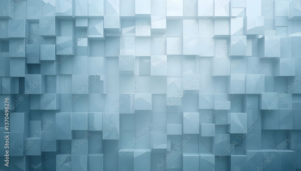 Abstract 3D Geometric Background Light Blue Cubes Pattern Wall Texture Modern Design Minimalist Style Backdrop Template Abstract 3D Geometric Background Light Blue Cubes Pattern Wall Texture Modern Design Minimalist Style Backdrop Template