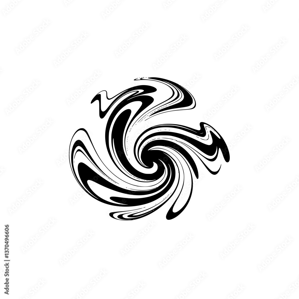 Naklejka premium Swirling Black & White Abstract: Geometric Design, Minimalist Art