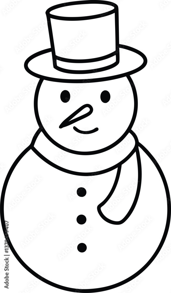 Snowman Line Art Vector Snowman Line Art Vector