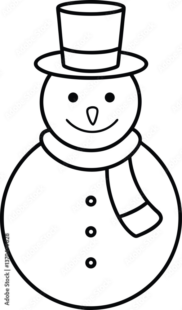 Snowman Line Art Vector Snowman Line Art Vector