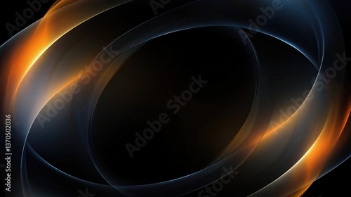 Abstract Swirling Light Patterns in Warm Orange and Cool Blue Tones against a Black Background