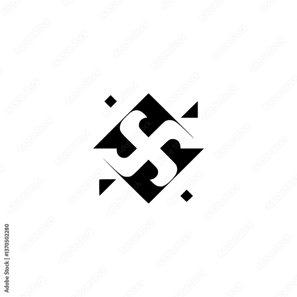 Abstract Geometric Swirl Logo Design in Black and White Abstract Geometric Swirl Logo Design in Black and White