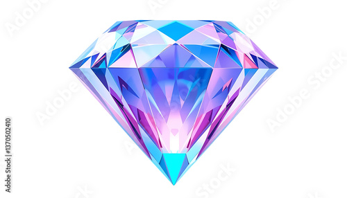 Glossy 3D diamond featuring pastel gradient colors of blue, pink, and purple png