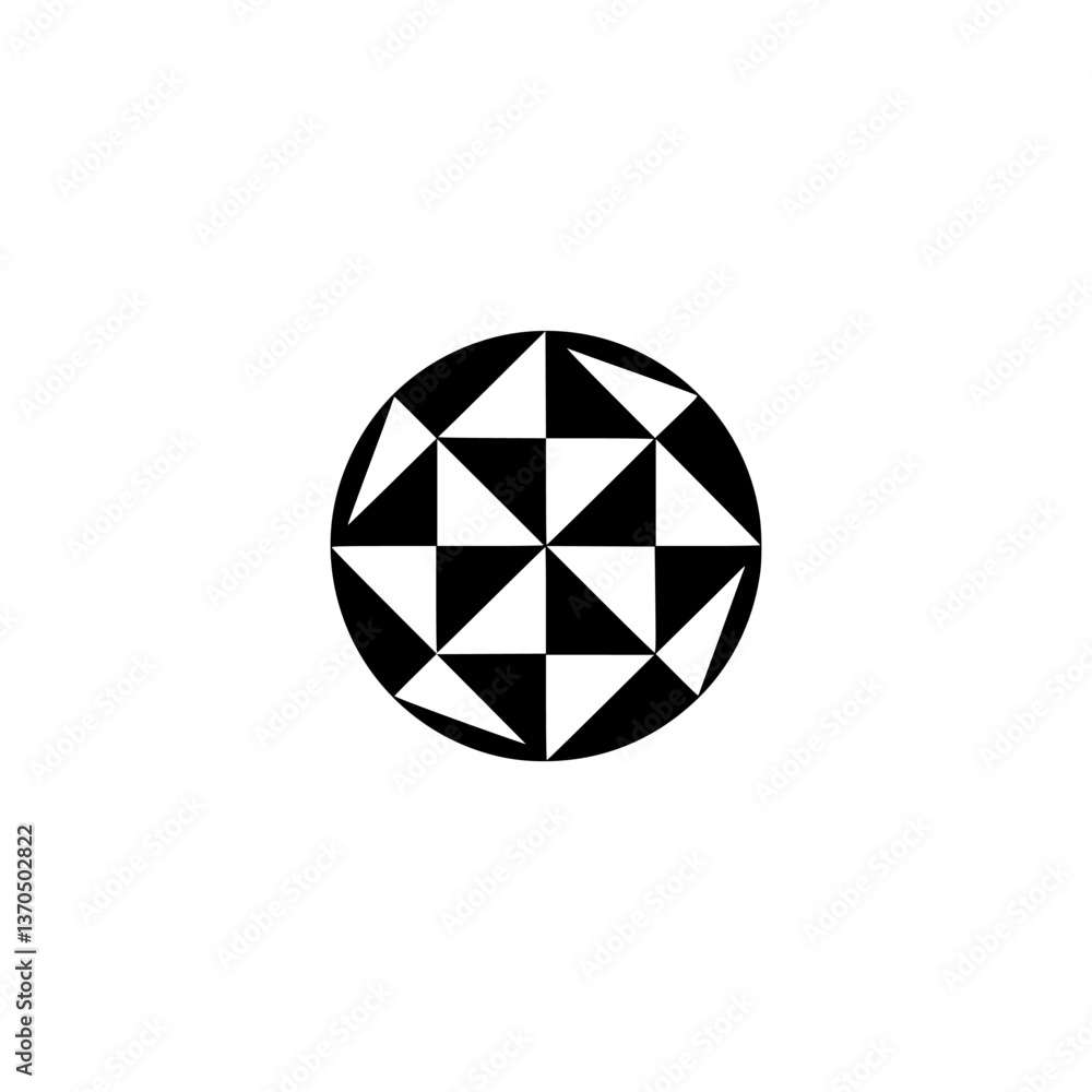 Geometric Orb: Black and White Pattern Design on Clean White Backdrop Geometric Orb: Black and White Pattern Design on Clean White Backdrop