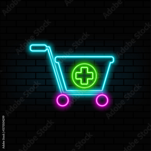Neon shopping cart sign