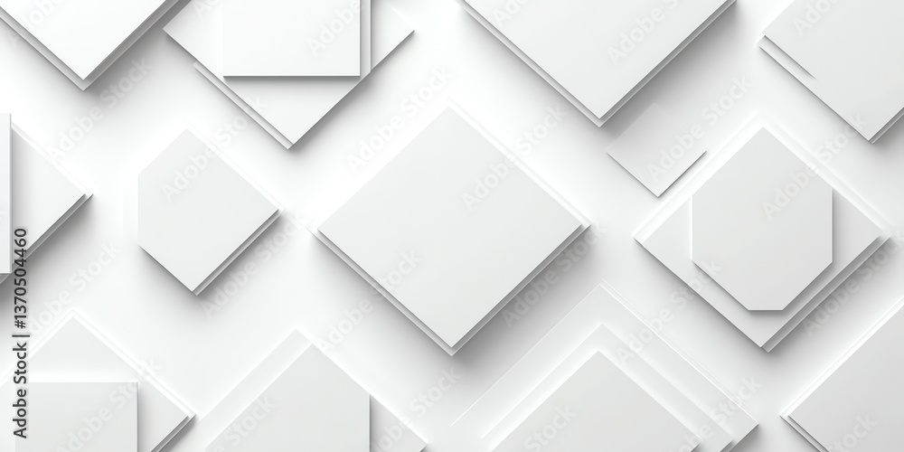 Abstract White Geometric Shapes Pattern with Shadows Minimalist Design Abstract White Geometric Shapes Pattern with Shadows Minimalist Design