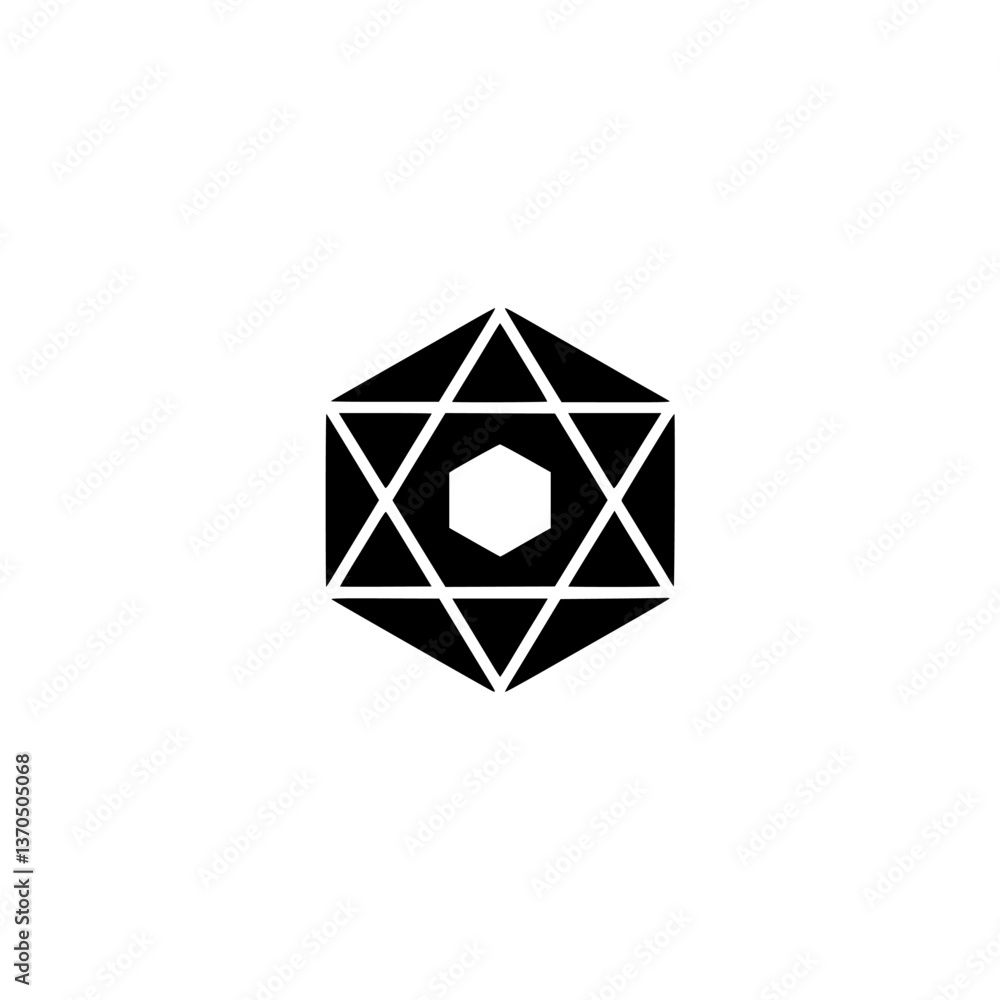 Geometric Star Logo Icon on White Background: Minimalist Design Geometric Star Logo Icon on White Background: Minimalist Design