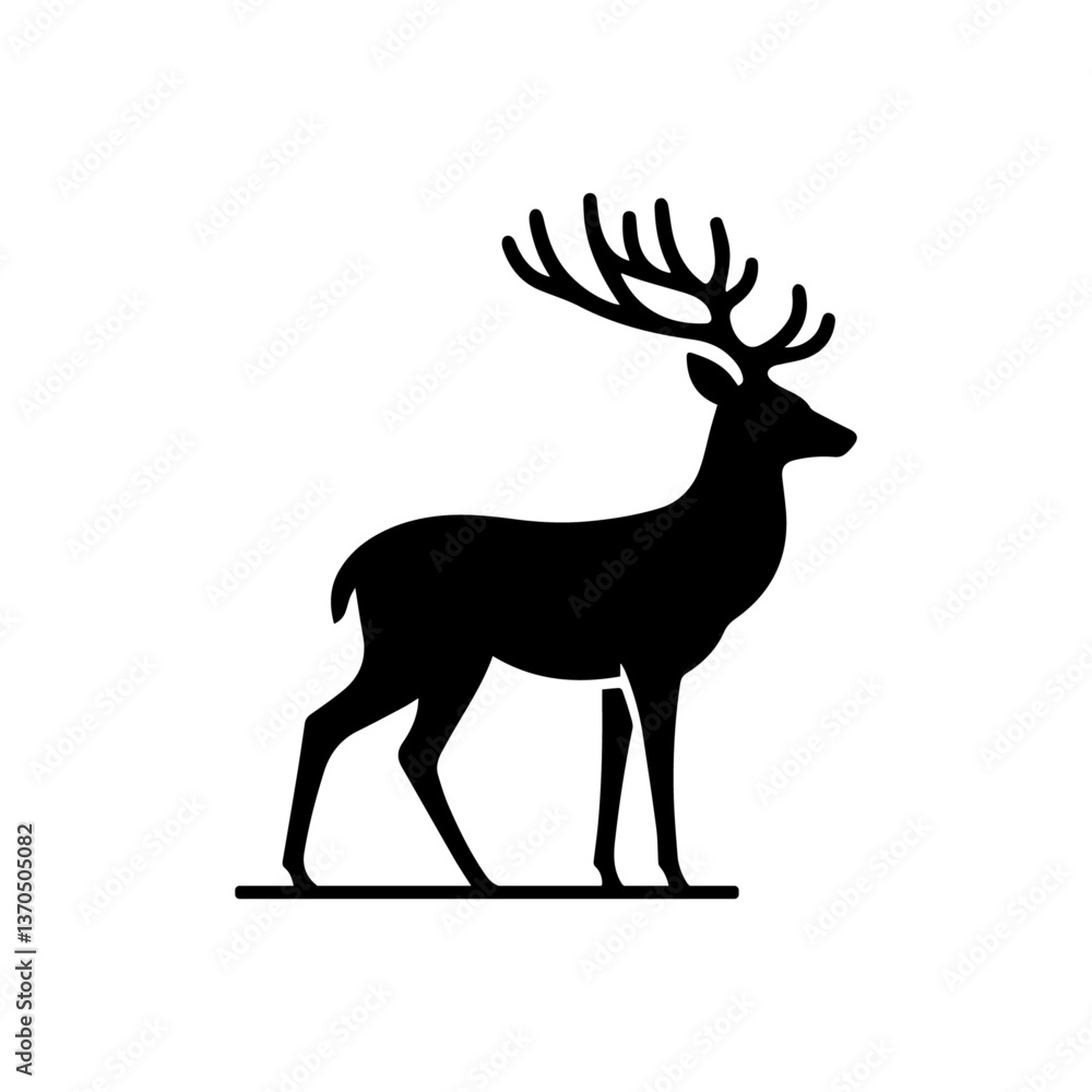 Vector silhouette of a deer with black antlers Vector silhouette of a deer with black antlers