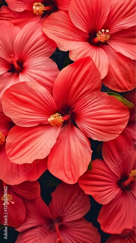 Wallpaper Mural Vibrant red hibiscus blooms display delicate petals, a closeup of summer's floral beauty - 5k mobile wallpaper Torontodigital.ca