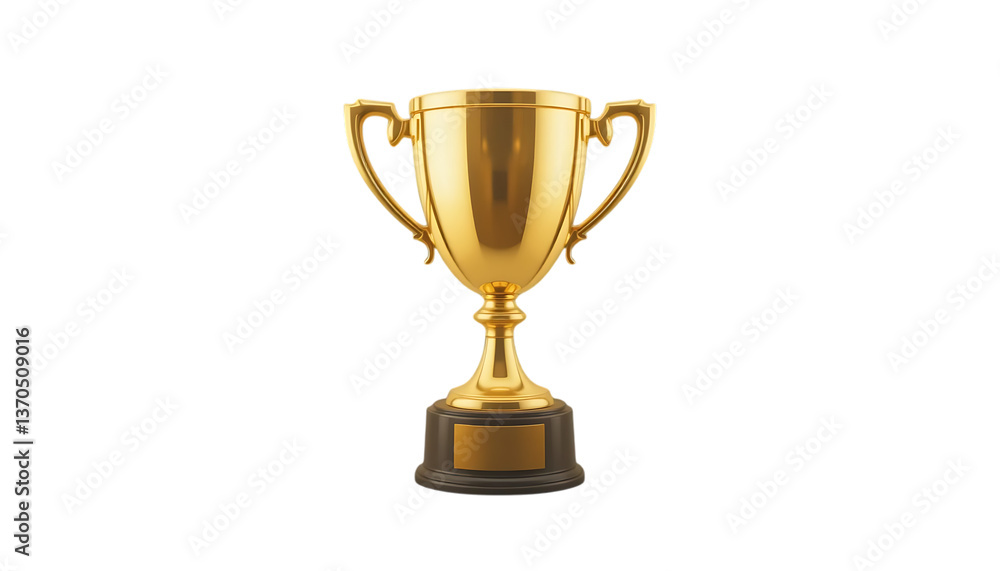 Fototapeta premium Golden 3D trophy cup icon png