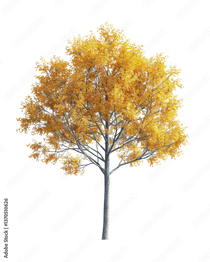 Isolated Autumn Tree with Bright Yellow Leaves Isolated Autumn Tree with Bright Yellow Leaves