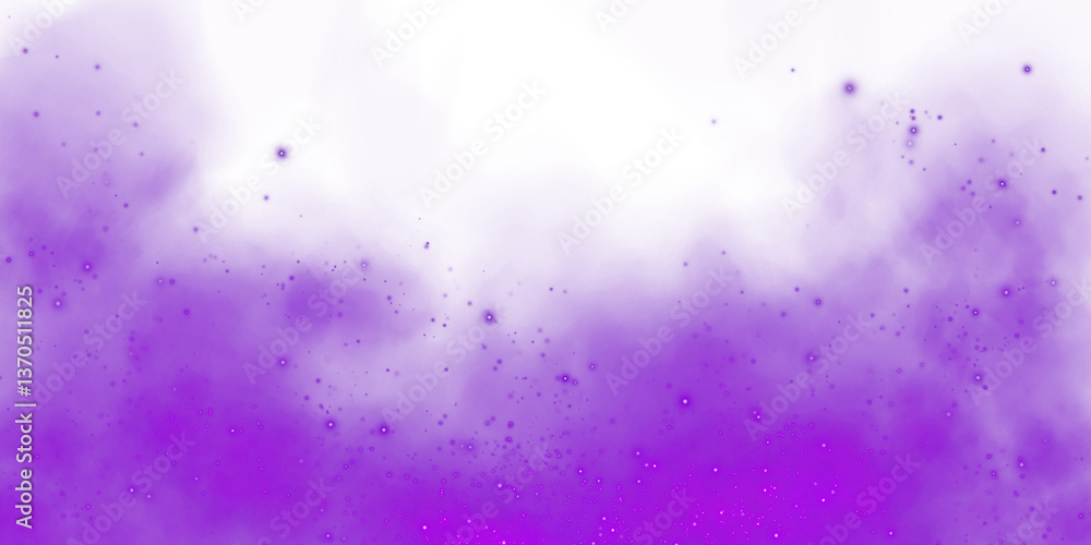 Obraz premium Magic purple smoke with glitter and small particles of twinkling stars. Fog with luminous particles. Purple vapor with stardust. Morning fog over land or water surface, magic haze. PNG.