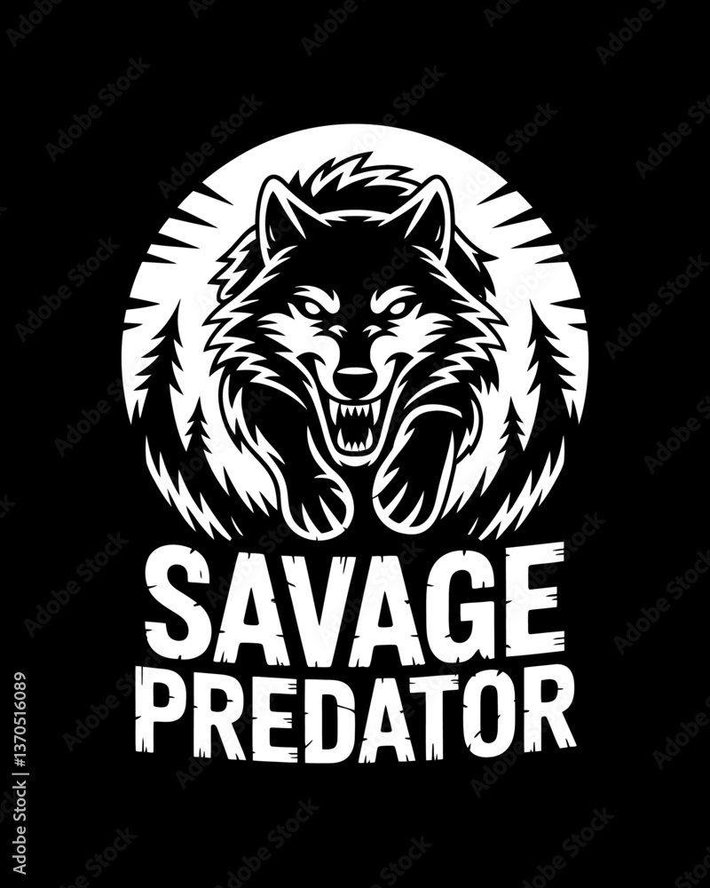 Striking Wolf Graphic: A Bold Emblem of Wildlife, Power, and Wilderness, Ideal for Animal Lovers and Nature Enthusiasts, Presented in High Contrast Black and White Striking Wolf Graphic: A Bold Emblem of Wildlife, Power, and Wilderness, Ideal for Animal Lovers and Nature Enthusiasts, Presented in High Contrast Black and White