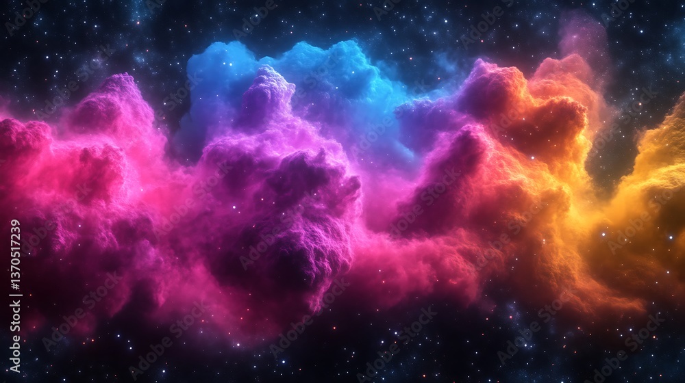 Fototapeta premium Cosmic Nebula Colorful Cloudscape Stellar Space