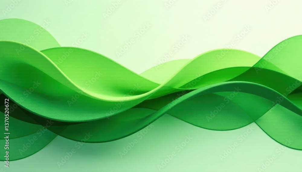 Fluid green lines, interwoven, abstract botanical feel , abstract, pastel, wall