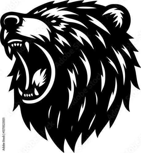 grizzly head mascot vector tattoo illustration