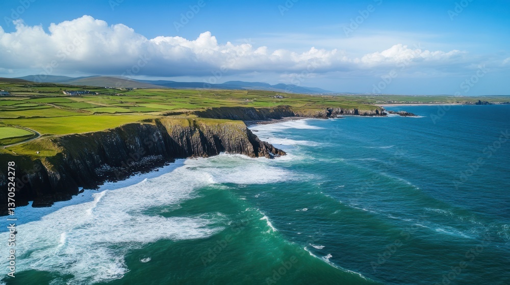 Obraz premium Spectacular aerial view capturing the rugged coastline of Ireland's Dingle Peninsula