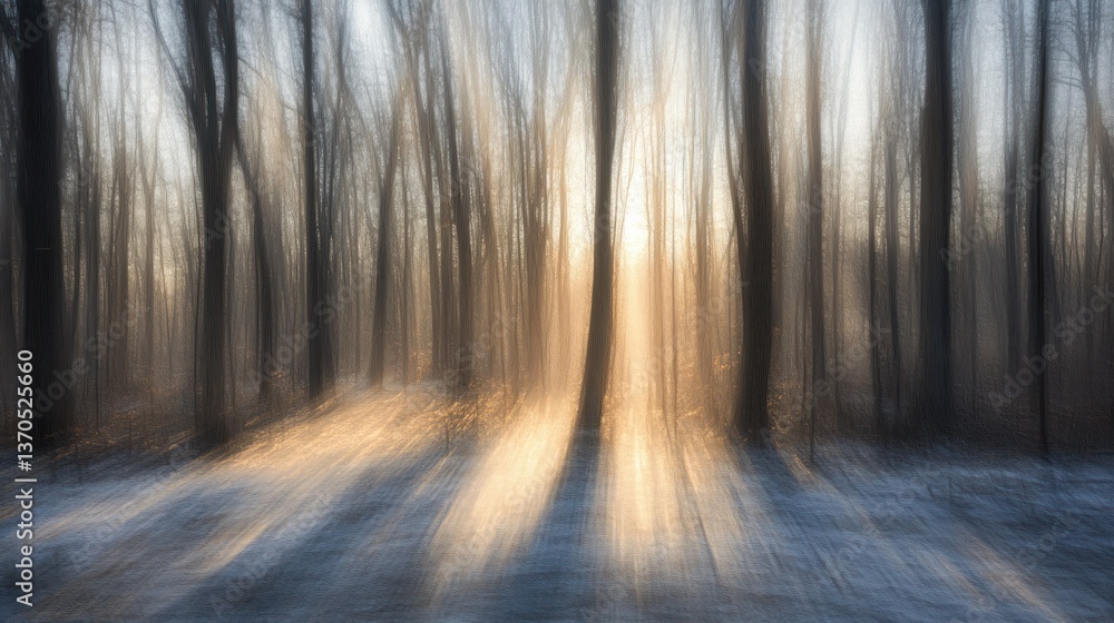 Forest trees stand still with sunlight shining through the gaps Forest trees stand still with sunlight shining through the gaps