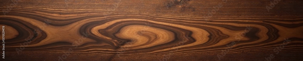 Fototapeta premium Rich, dark brown walnut wood grain, swirling patterns, texture, natural