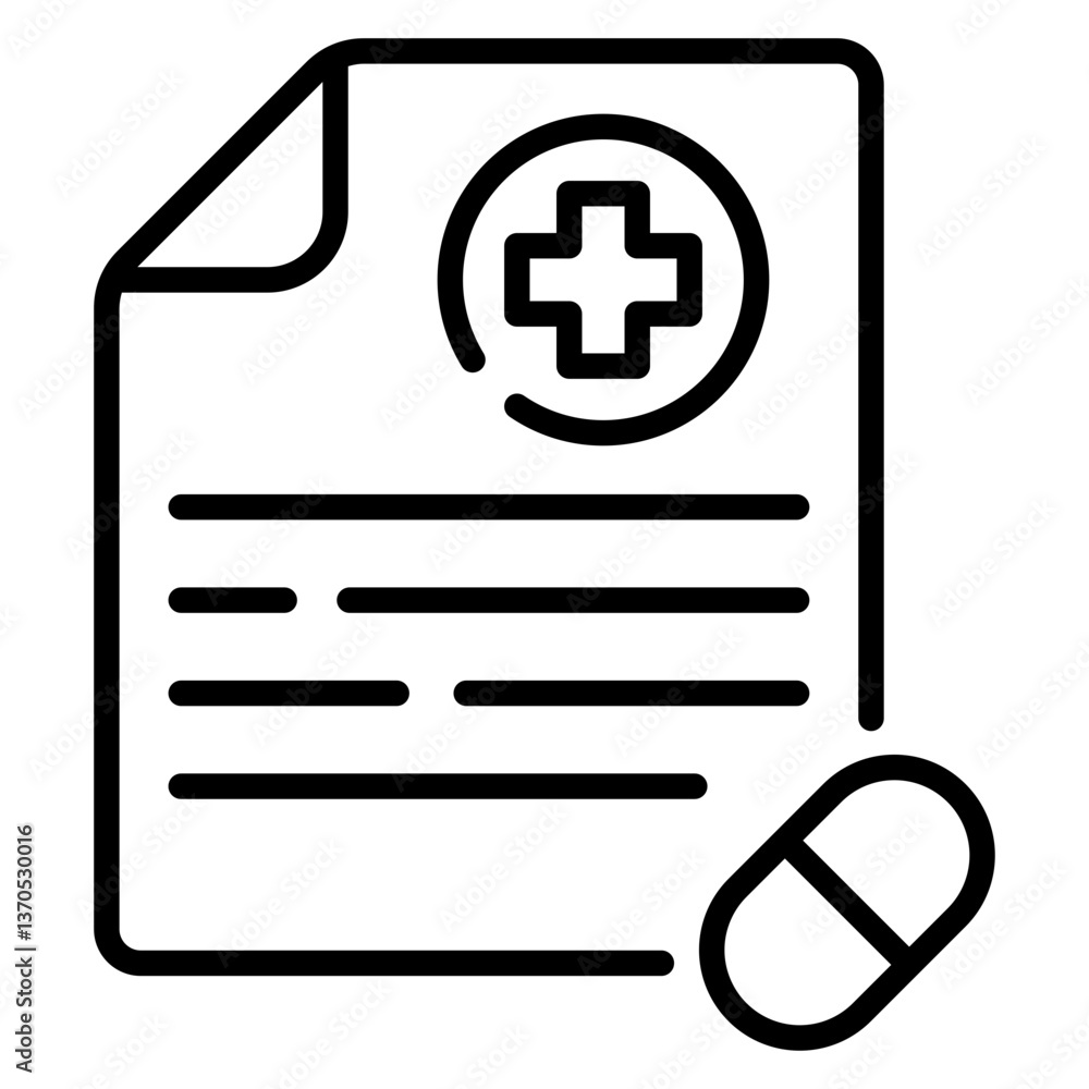 Fototapeta premium Medical Prescription Line Icon