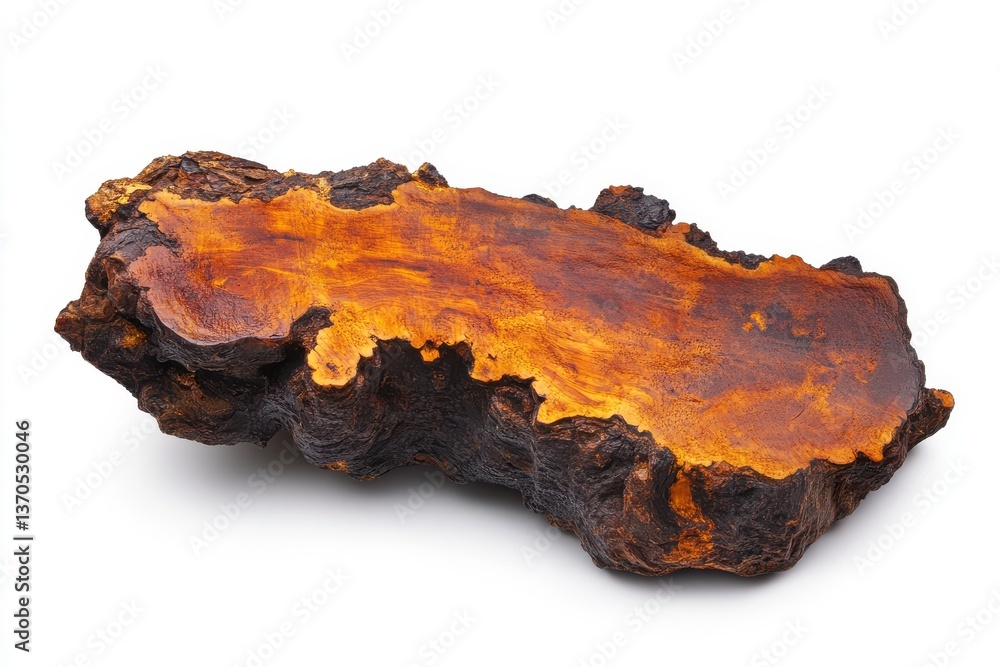 Fototapeta premium Chaga healthy vitality mushroom Inonotus obliquus on white background