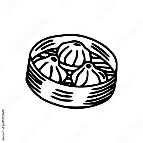 hand-drawn dim sum steamer sketch