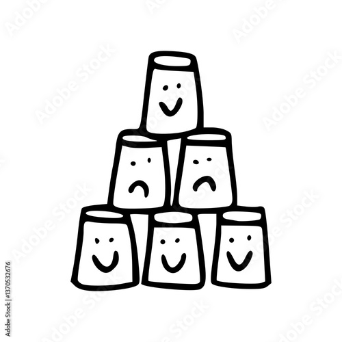 stack of cup with emotions vector