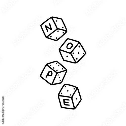 dice spelling the word NOPE vector